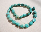 1 strand 28 pcs Howlite Chunky Small Nugget Beads, Natural Mineral, Blue Turquoise, Dyed, Oval, 15mm, Jewelry Making Findings