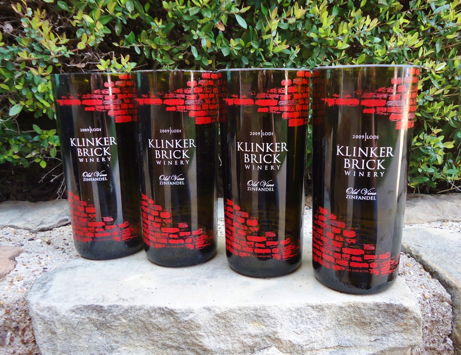 Recycled Wine Bottle Glasses Klinker Brick Winery Zinfandel Set of 4