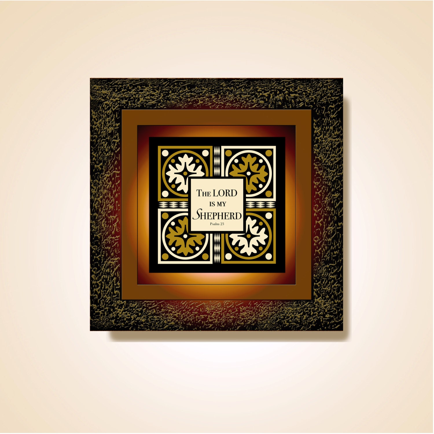 Scripture Art for Christian Home or Church office Decor The Lord is My Shepherd Psalm 23. 24x24 inch large wall hanging