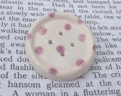 Valentine jewellery ceramic button brooch badge, purple/lilac spots