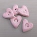 Pink heart buttons ceramic pottery small buttons baby pink love heart flat back embellishments