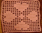 Pink crochet heart doily handmade