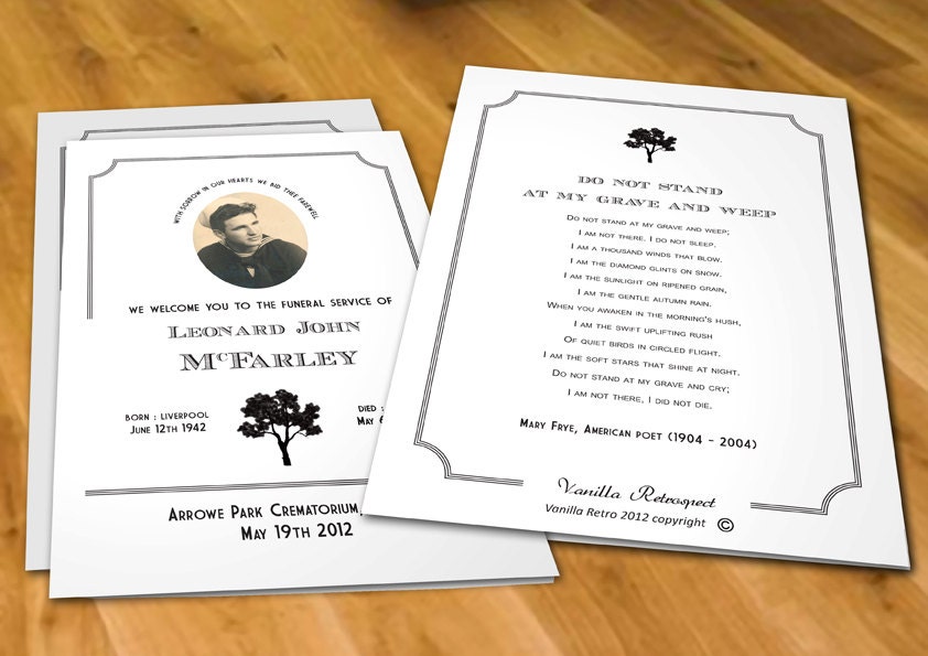 PRINTABLE 5"x7" Tree of Life, Bifold Funeral/Memorial Program, Keepsake