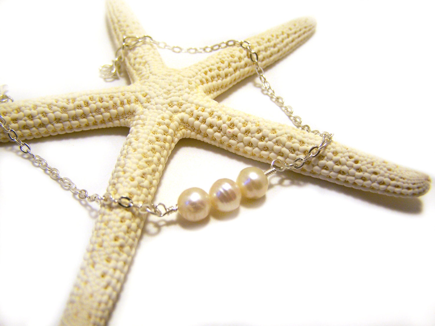 Minimalist Freshwater Pearl Trio Wire Wrapped Bracelet / Gift for Her