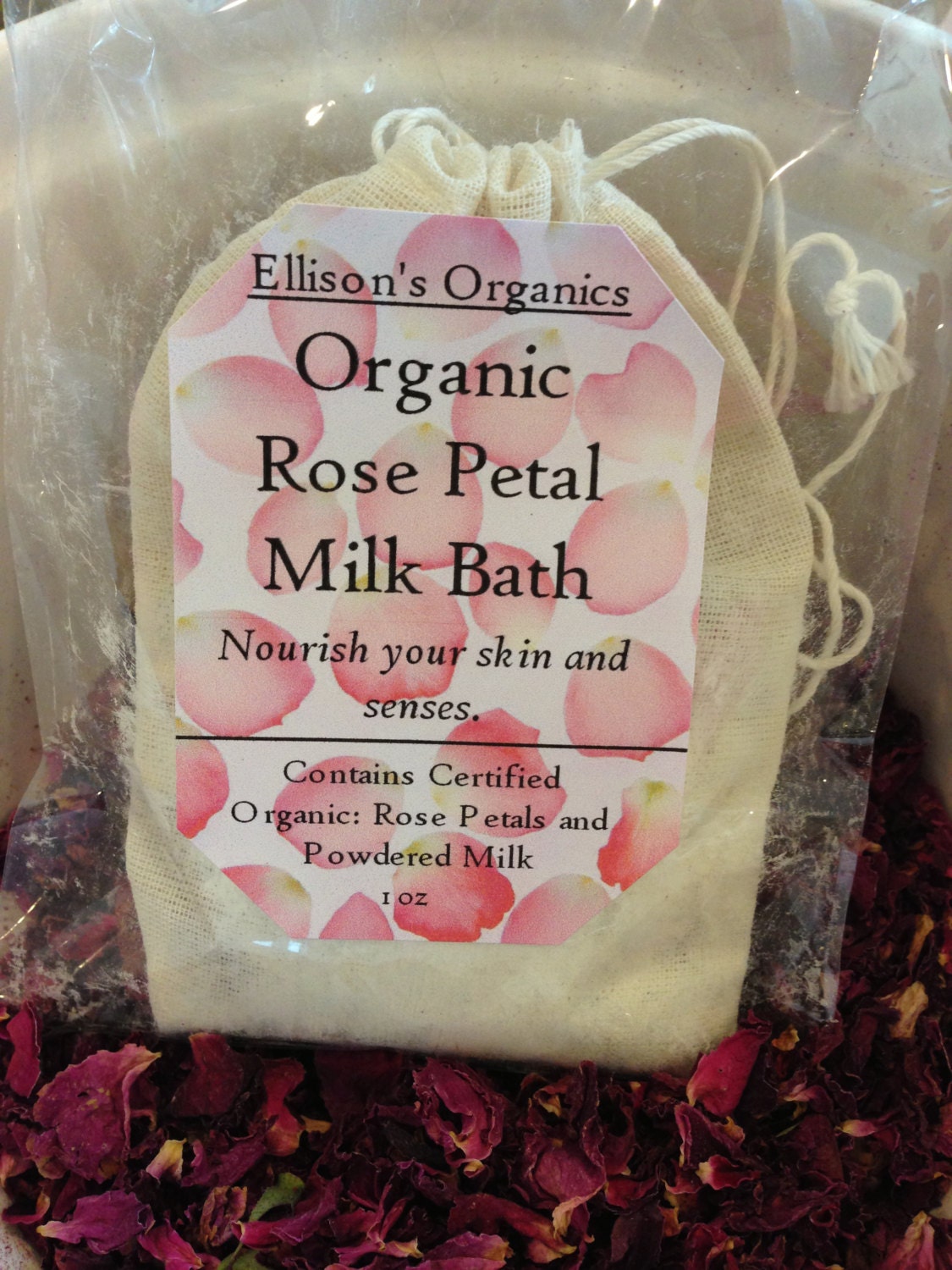 Organic Rose Milk Bath - Organic Rose Petals and Organic Milk Powder - Moisturize and Relax