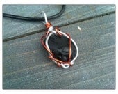 Black beach glass necklace