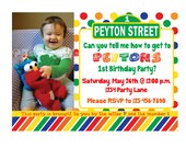 Sesame Street Birthday Invitation, Primary Colors - Custom Digital File Il_170x135