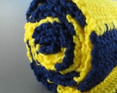 ON SALE Michigan Wolverines Inspired Crochet Scarf (Blue, Yellow)