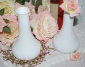Vintage Milk Glass Vases - set of two, vintage wedding decor