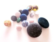 16 Vintage 1970s Fabric Buttons