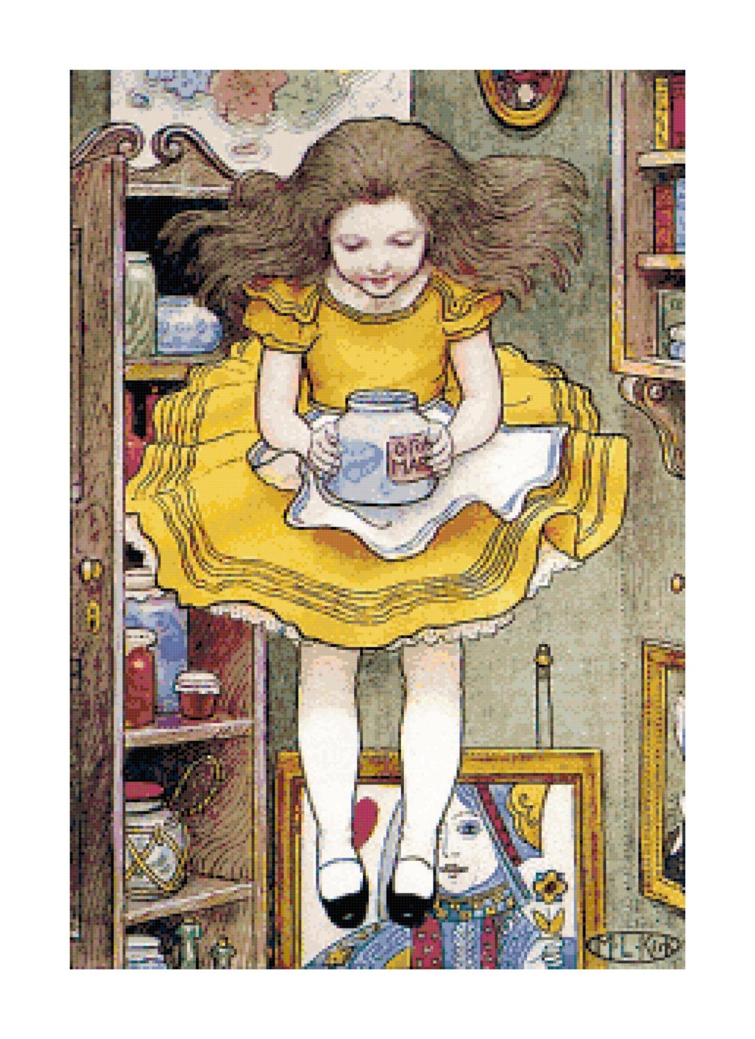 Vintage Alice in the Rabbit Hole PDF Cross Stitch Pattern