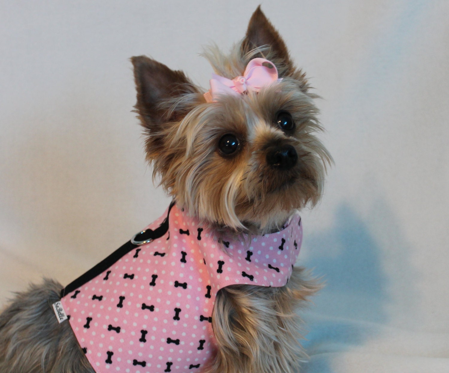 XSMALL Pink Dots and Bones Dog Harness