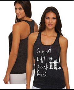 Crossfit Kill It Burnout Racerback Tank, Black, SMALL