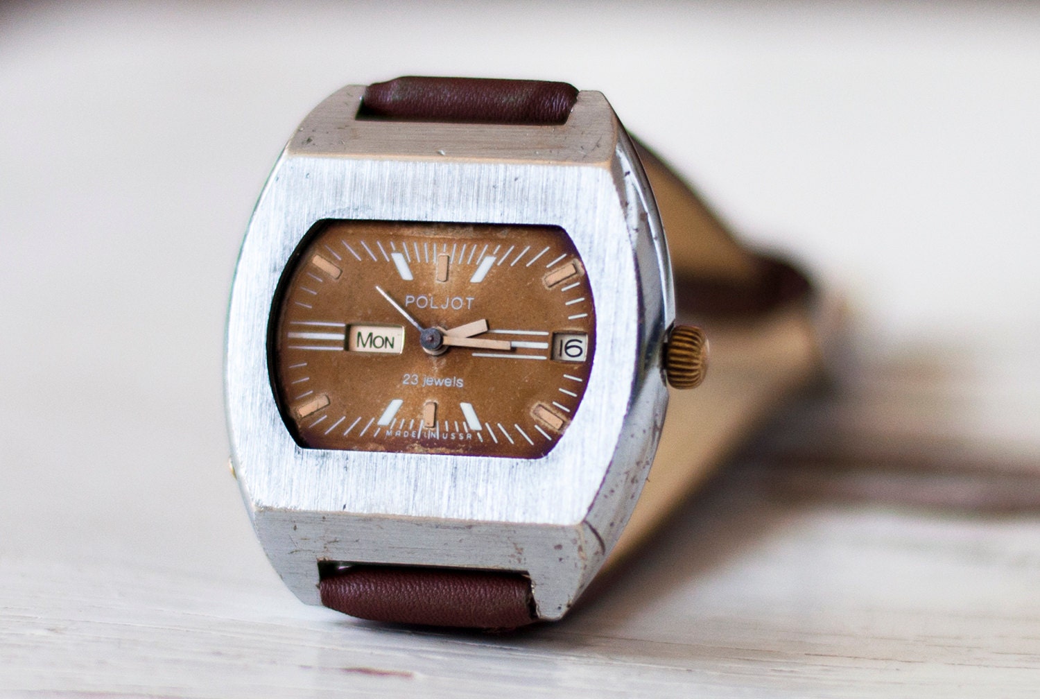 Russian watch Soviet watch Men watch Mechanical watch - Automatic movement -silver watch color- men's wrist USSR Vintage "Poljot"