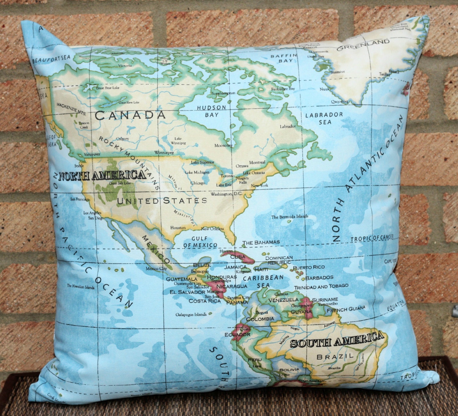 Items similar to World Map Throw Pillow Cover, 20 x 20 ...