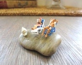 Honey, Loosen UP....Terrarium People Scale People Beach Terrarium Decor Vacation Miniature Couple by the Pool