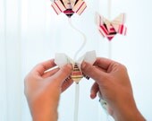 BUTTERFLIES GARLAND / Room decor / Baby girl Mobile /  Origami Folded butterflies / Baby gift  / Fabric Origami / wall hanging