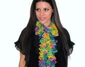 SALE Women's Spring Fashion, Ruffle Scarf, Knit Scarf, Mustard Yellow, Orchid Pink, Deep Blue, Jade Green