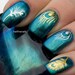 Metallic Peacock Feathers Nail Wraps Water Transfers Decal - Gold or Silver Nail Art YD064