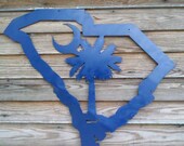 Metal South carolina state with palm