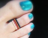 Toe Ring - Cocktail Party - Copper- Pink - Frosted Apricot - Dark Blue- Stretch Bead Toe Rings