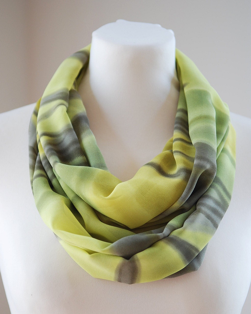 summer SALE infinity green beige mustard spring scarf  - SPRING