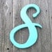 Shabby chic Nursery decor Letter S Baby Girls Feminine 12" Letters Bright Aqua Green