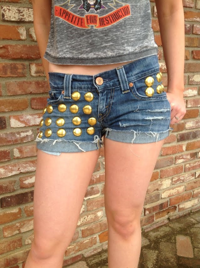 Handmade Grunge Studded Shorts Size 27