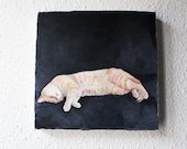 SPRING OFFER Orange lazy cat Etsy oil painting canvas for the wall