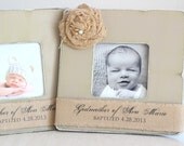Godmother Godfather Gift Custom Personalized Burlap Picture Frame (set of 2) Godparents Gift