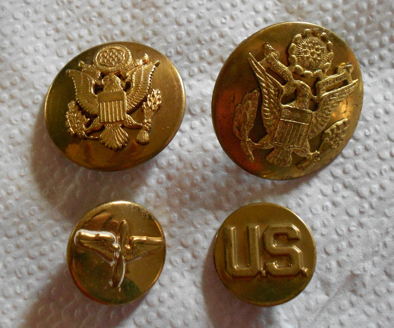 Military Brass Pins or Buttons - Vintage 1940's - DJGStuff