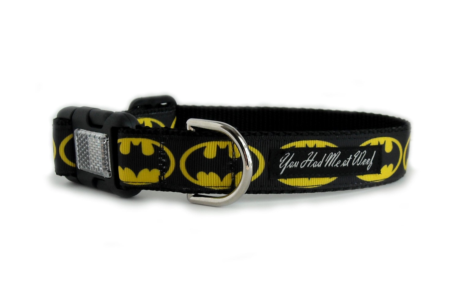Batman Dog Collar, Superhero Dog Collar, Black with Batman Symbol - The Bat