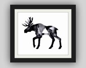 Print - Geometric Moose - Print from an Original Watercolor