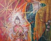 print from original acrylic painting 'buddha dreaming'