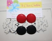 Hand Made Fabric Cover Button Earrings
