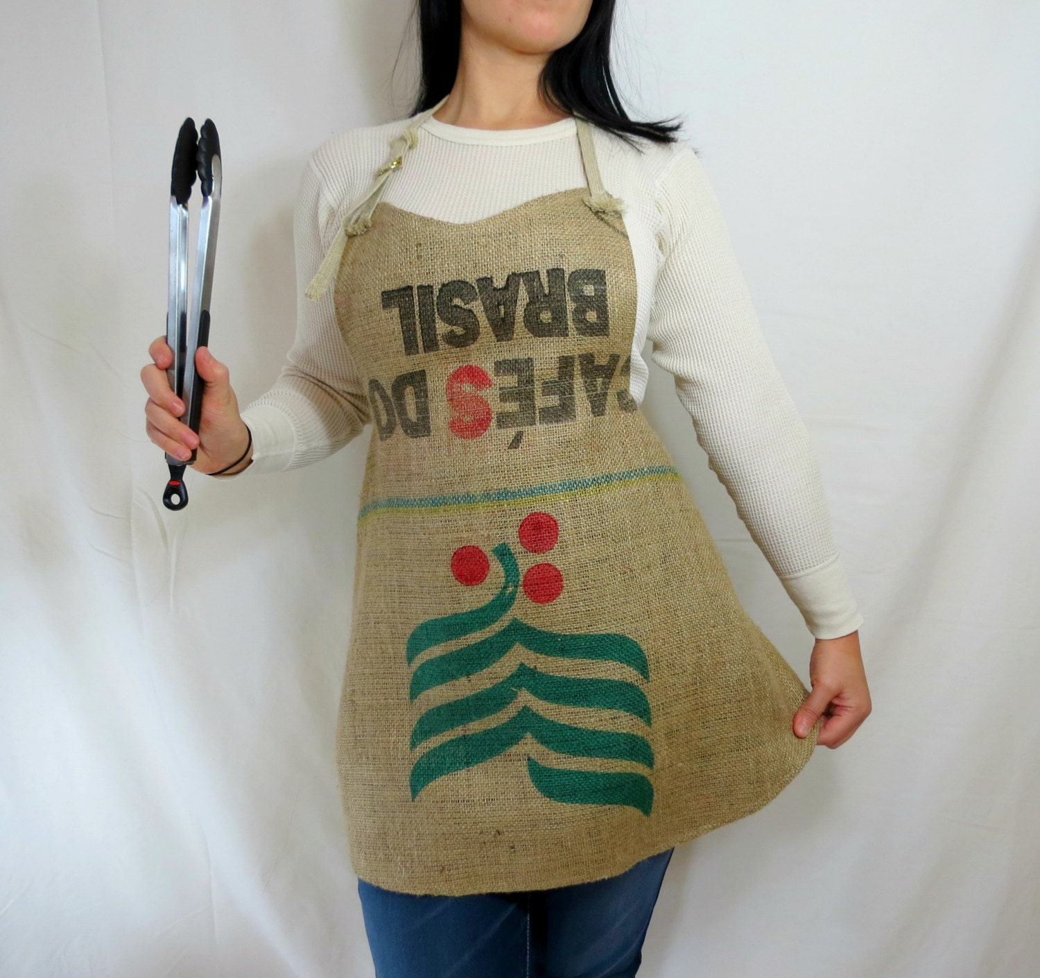 Burlap Apron Brazil Coffee Bag Apron Upcycled by BackAlleyChic