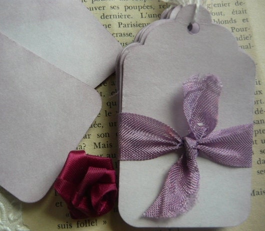 25 Lovely Lavender Mini Tags With Dyed Strings..............by Le French Chateau