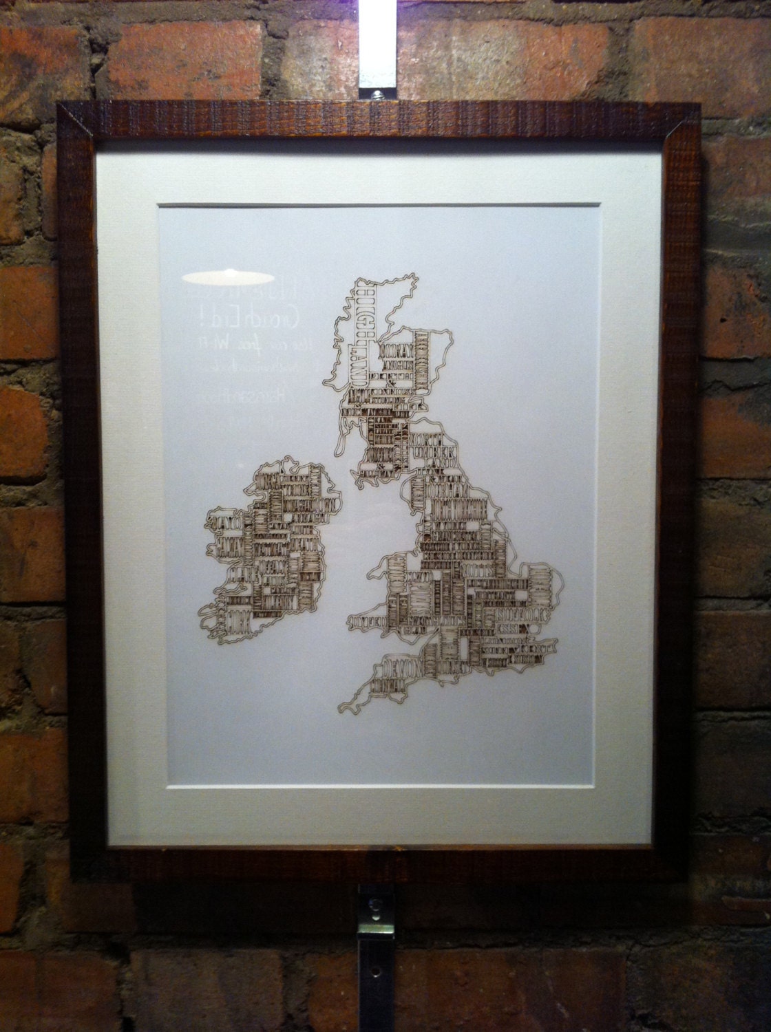 NEW 'United Kingdom' Detailed Laser Etched Map - Wall Art Typography - UK counties, England, Wales, Ireland, Scotland