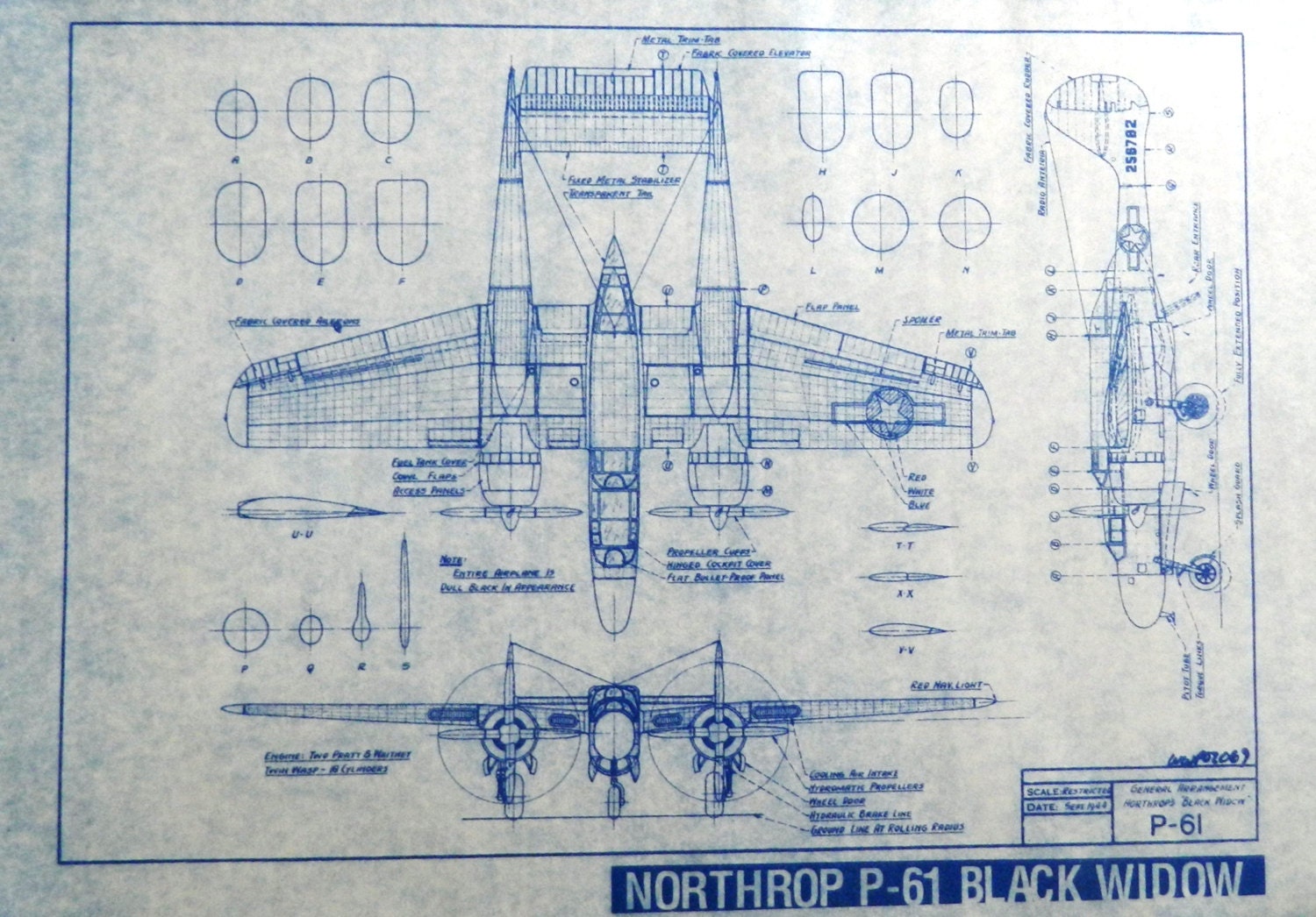 WW II Northrop P 61 Black Widow Blueprint By BlueprintPlace