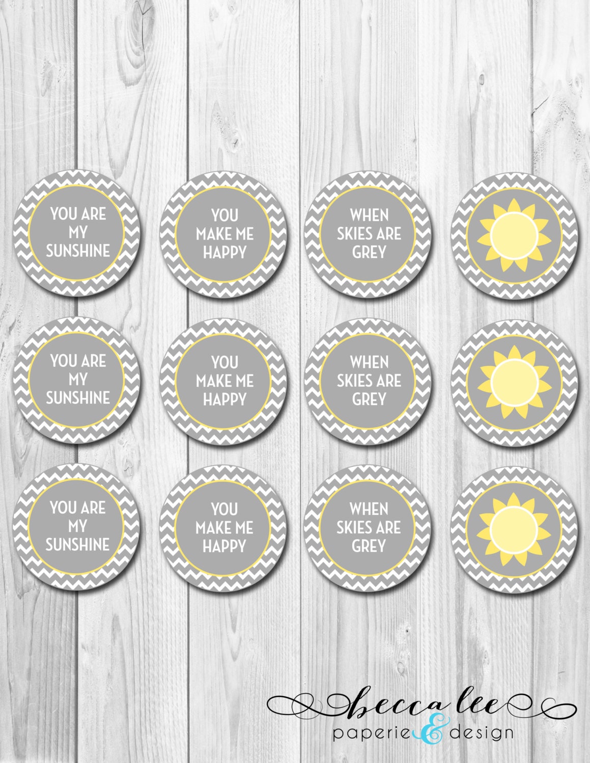 CUSTOMIZABLE - Cupcake Toppers - You Are My Sunshine Theme - DIY - Printable Il_170x135