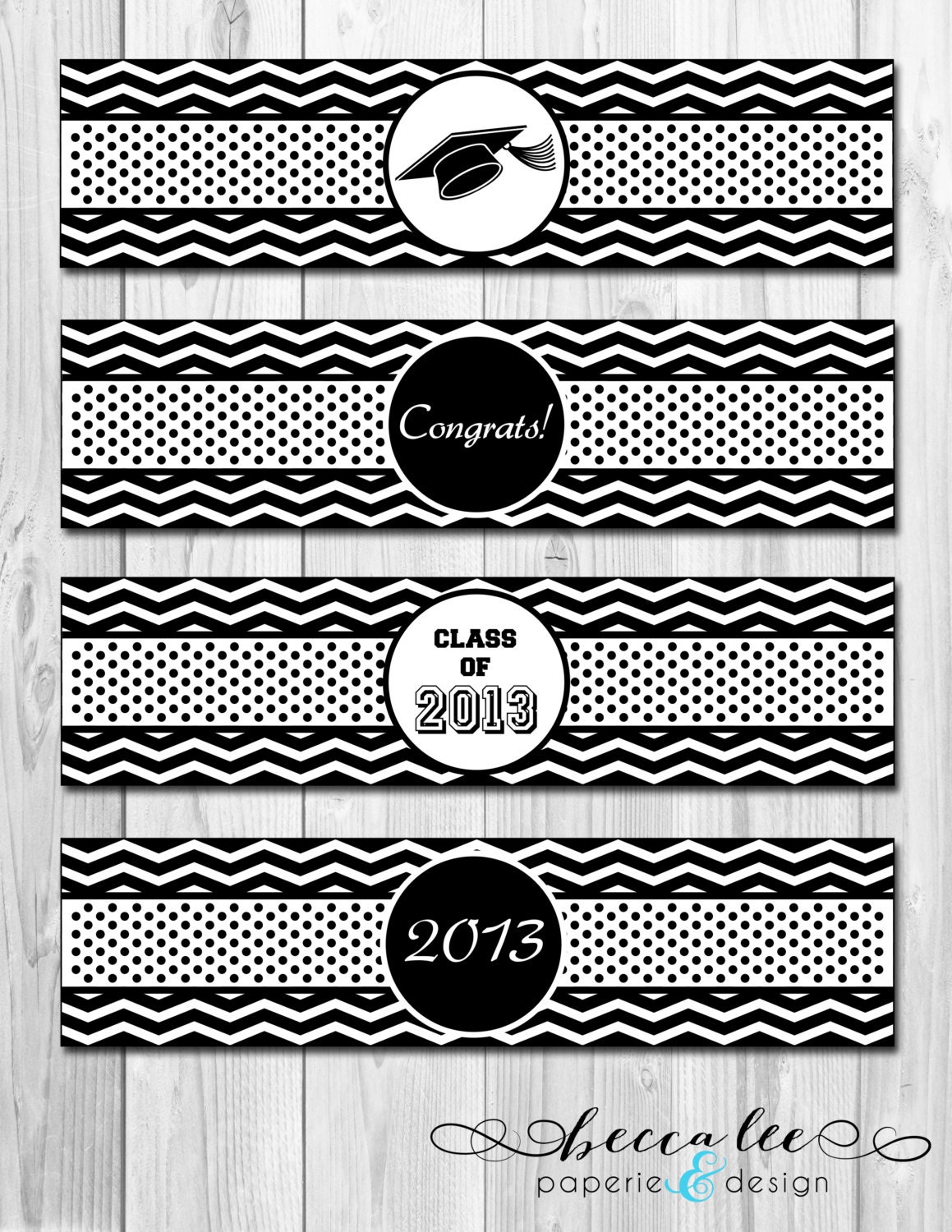 INSTANT DOWNLOAD - Water Bottle Labels - Chevron Stripe Graduation Theme - DIY - Printable Il_170x135