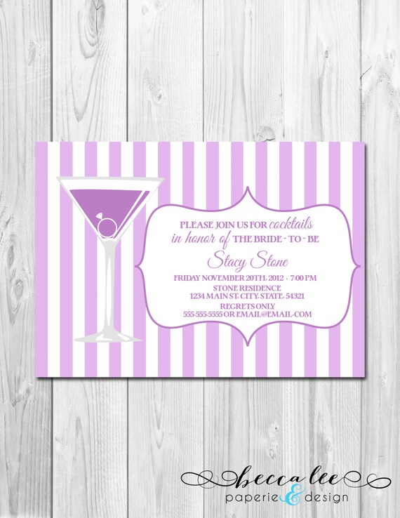 Bridal Shower Invitation - Cocktails - DIY - Printable Il_570xn