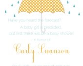 Mustard, Grey, and Teal Shower Printable Invitation