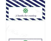 Classy Nautical Party Printable Snack Bag Toppers in Navy and Green