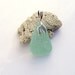 Aqua Sea Glass Necklace Pendant w/ Sterling Silver Chain
