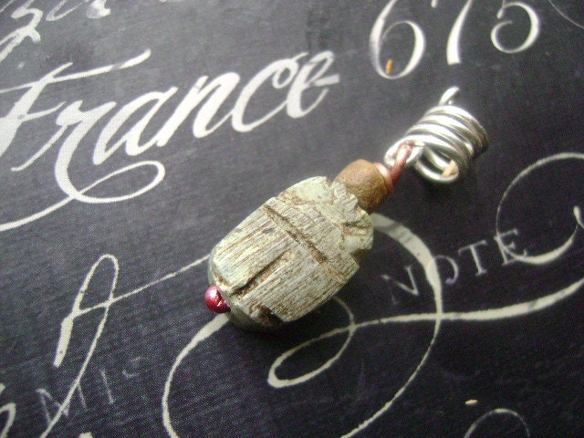 Vintage Scarab Loc Slide- Afrocentric- Egyptian-Sterling Silver- Dreadlock -Natural Hair-Extension Accessory