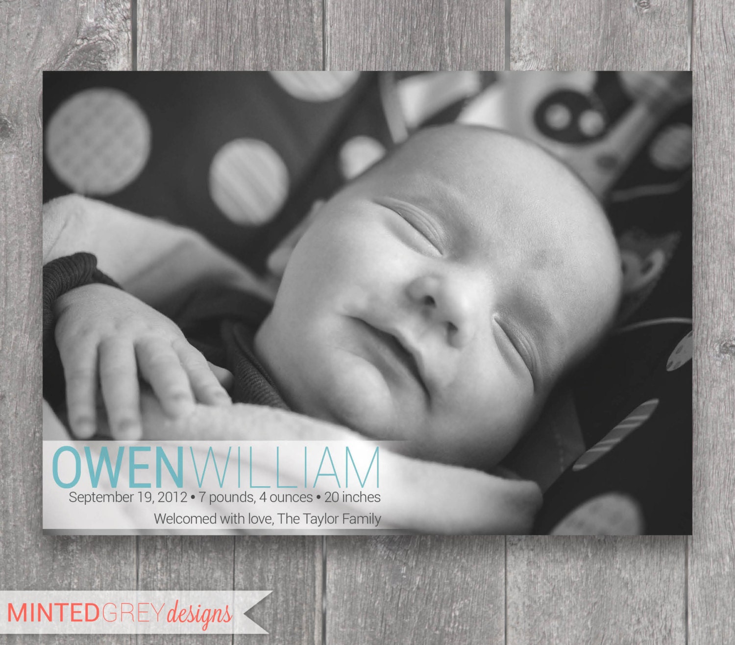Printable Custom Photo Birth Announcement