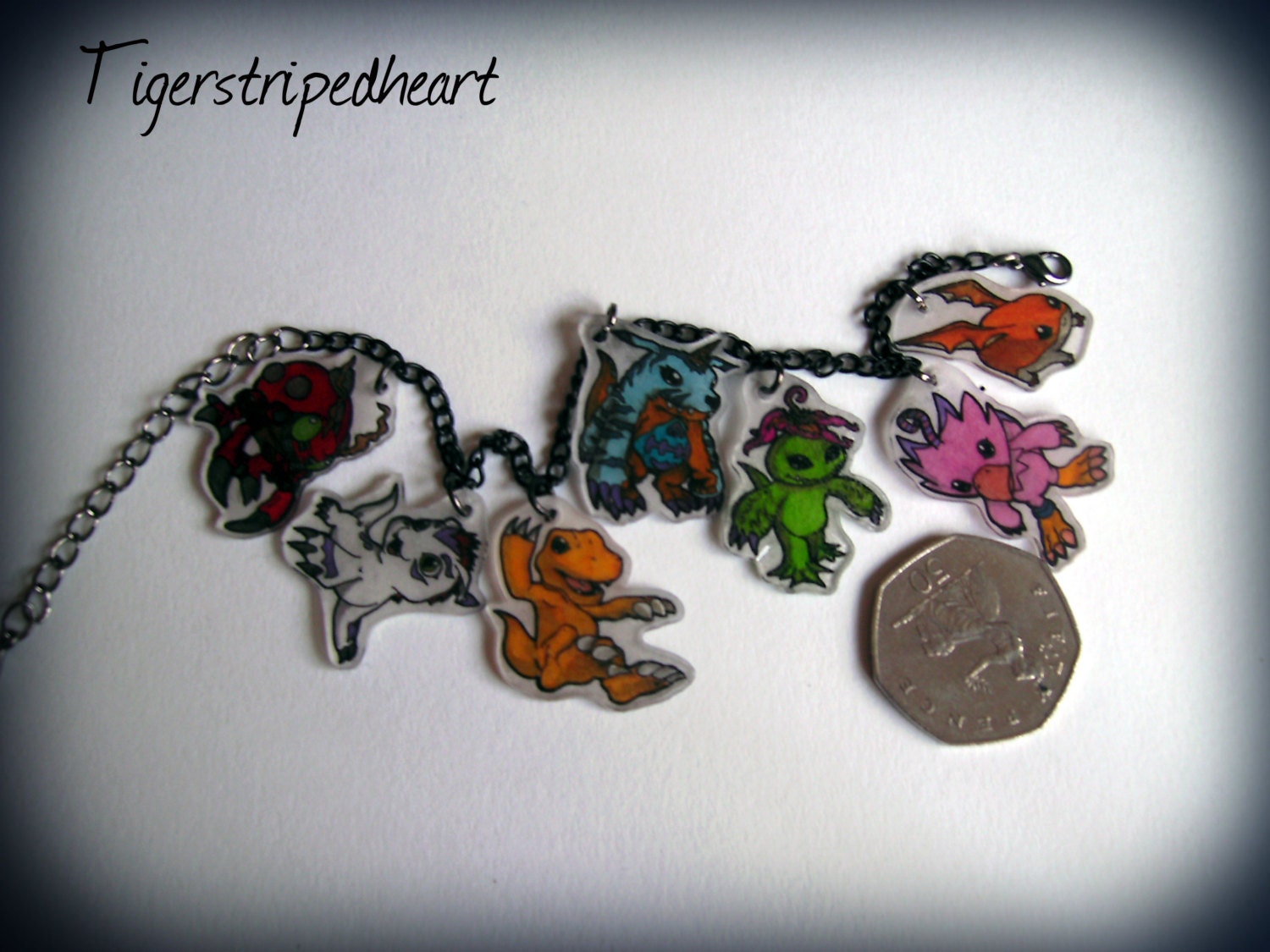 Made to Order 7 Digimon Digital Monsters Shrink Plastic Charms 90s Kids TV Cute