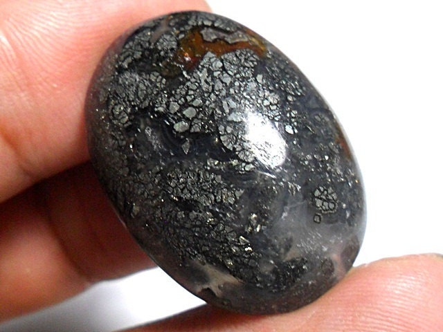 Agate with Pyrite Flowers & Copper Flakes (rare)