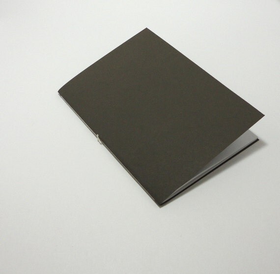 Recycled 5 x 7 Blank Notebook Journal Sewn Spine - Charcoal Brown Il_570xn